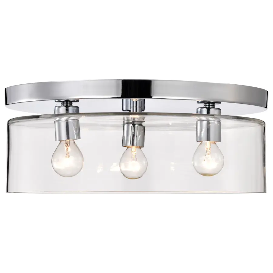 Marlowe 15" Flush Mount in Polished Nickel with Clear Glass - Image 6
