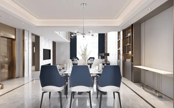 The Marlowe 5-Light Chandelier combines refined contemporary design with functional lighting. Its polished nickel finish and clear glass cylinders create a sophisticated focal point that works beautifully in both modern and transitional spaces. - alternate view