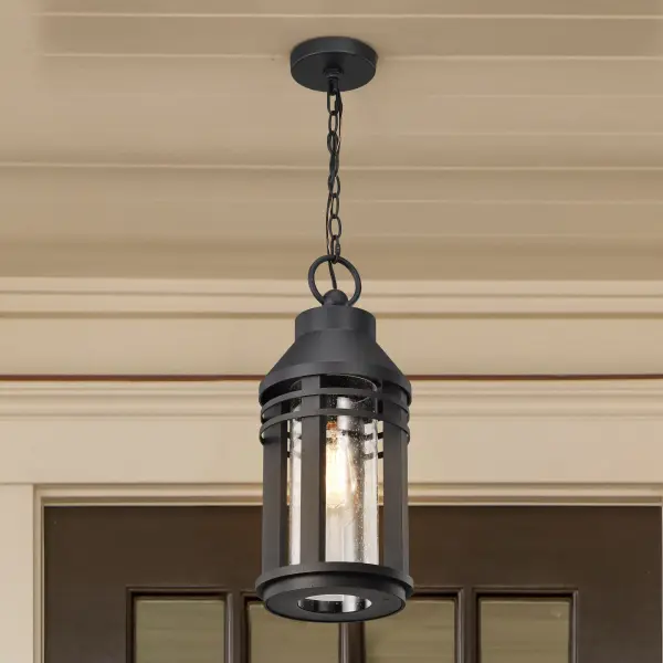 Wilton 1-Light Outdoor Hanging Lantern in Matte Black - Image 3