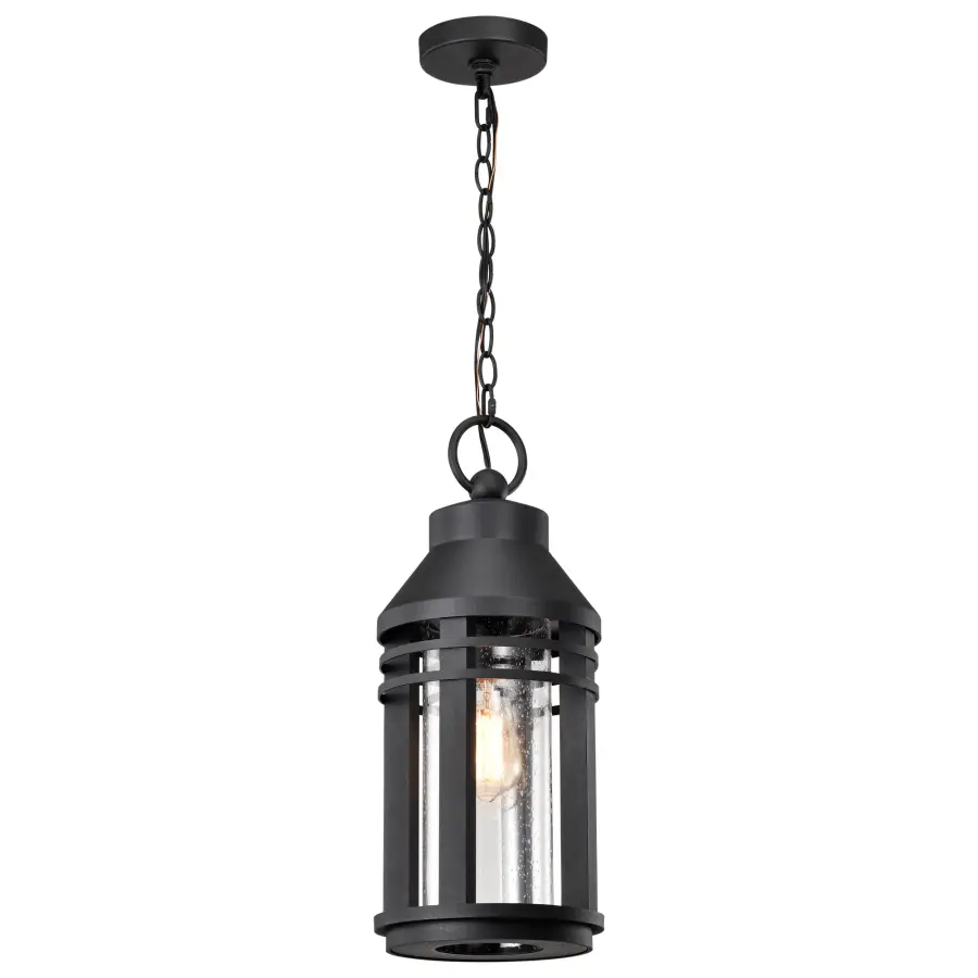 Wilton 1-Light Outdoor Hanging Lantern in Matte Black - Image 4