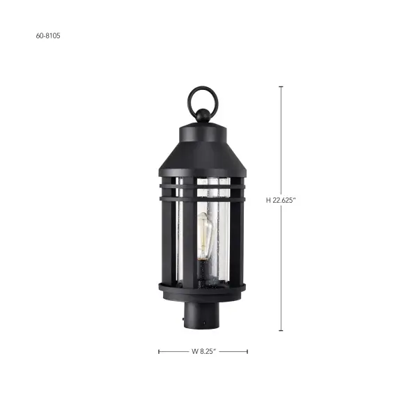 Wilton 1-Light Outdoor Post Top Lantern in Matte Black - Image 14