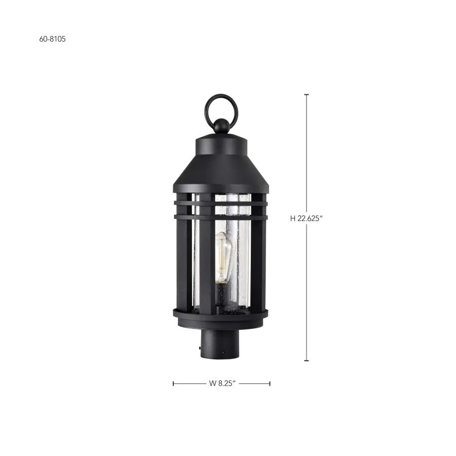Wilton 1-Light Outdoor Post Top Lantern in Matte Black - Image 14
