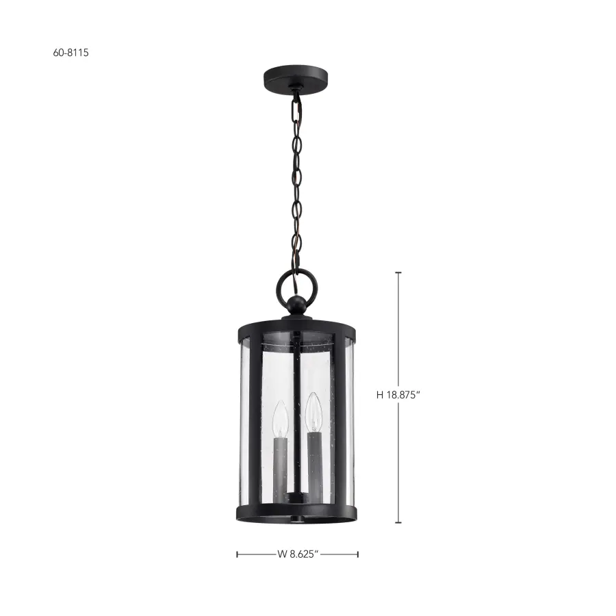 Broadstone 2-Light Outdoor Hanging Lantern in Matte Black - Image 16
