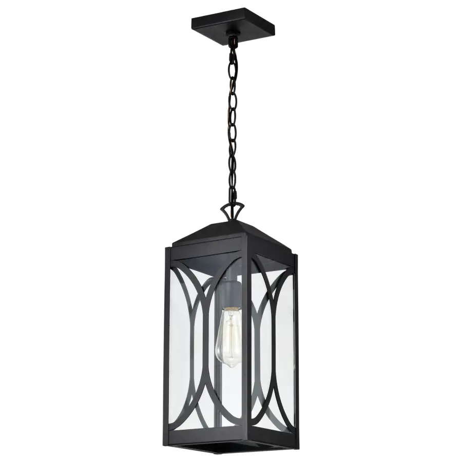 Oaklyn Outdoor Hanging Lantern - Matte Black with Clear Glass - Image 1