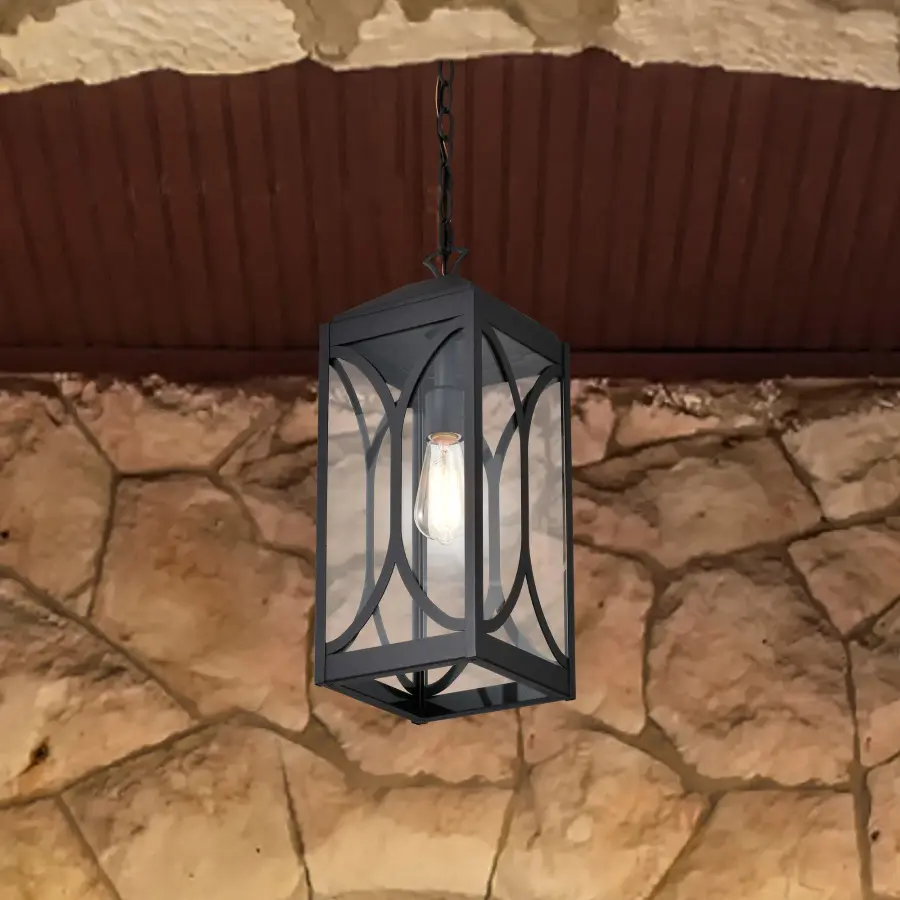 Oaklyn Outdoor Hanging Lantern - Matte Black with Clear Glass - Image 7
