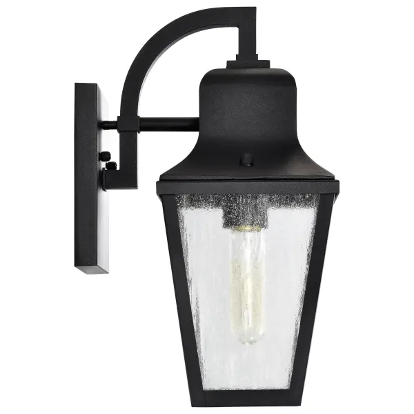 Lawrence Small Wall Lantern in Matte Black with Clear Seeded Glass - Image 11