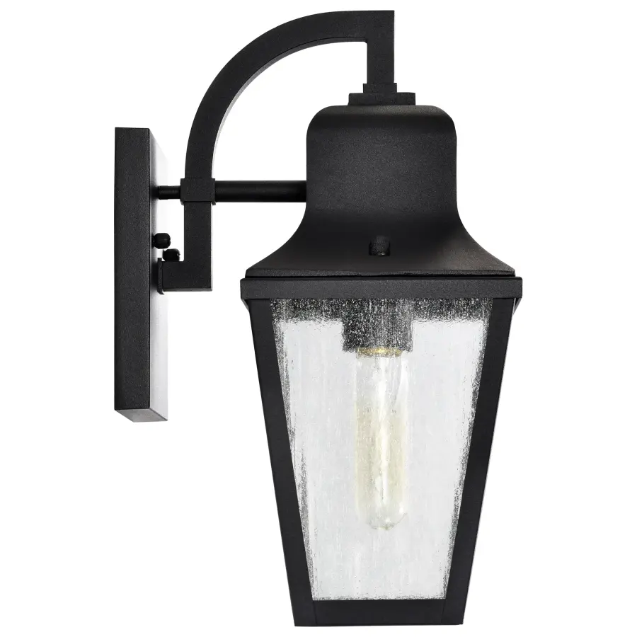 Lawrence Small Wall Lantern in Matte Black with Clear Seeded Glass - Image 11