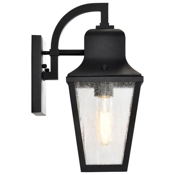 Lawrence Small Wall Lantern in Matte Black with Clear Seeded Glass - Image 12