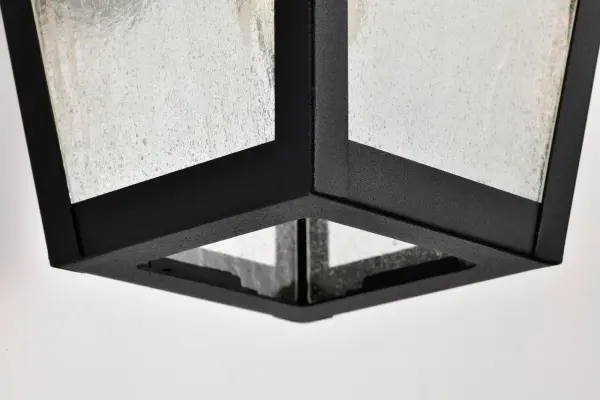 Lawrence Small Wall Lantern in Matte Black with Clear Seeded Glass - Image 15