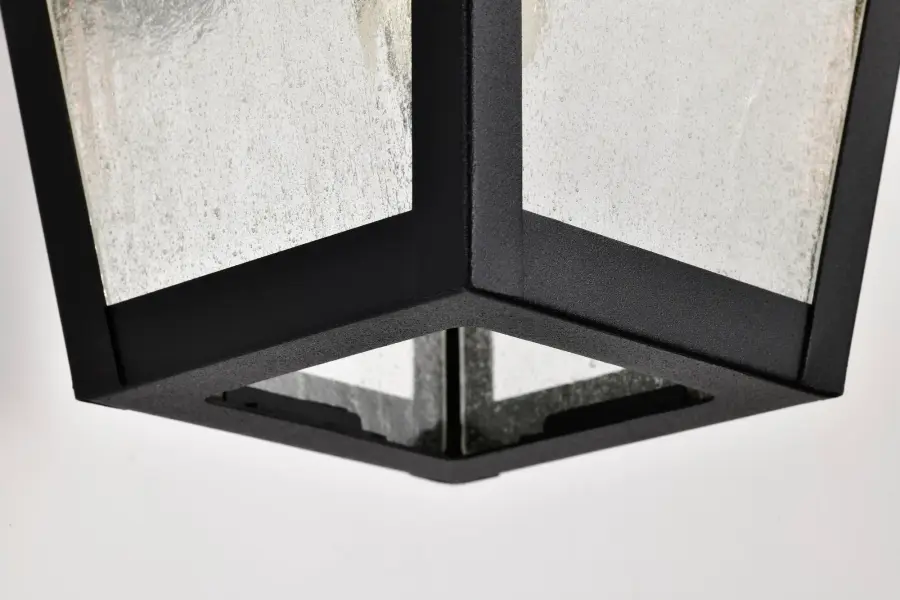 Lawrence Small Wall Lantern in Matte Black with Clear Seeded Glass - Image 15
