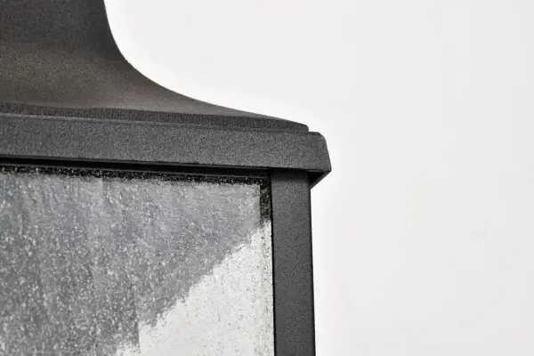 Lawrence Small Wall Lantern in Matte Black with Clear Seeded Glass - Image 16