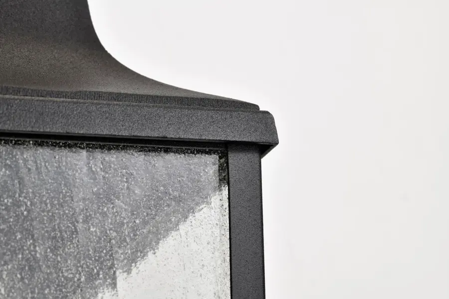 Lawrence Small Wall Lantern in Matte Black with Clear Seeded Glass - Image 16