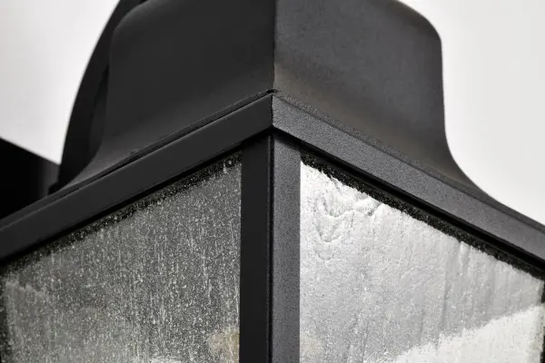 Lawrence Small Wall Lantern in Matte Black with Clear Seeded Glass - Image 18
