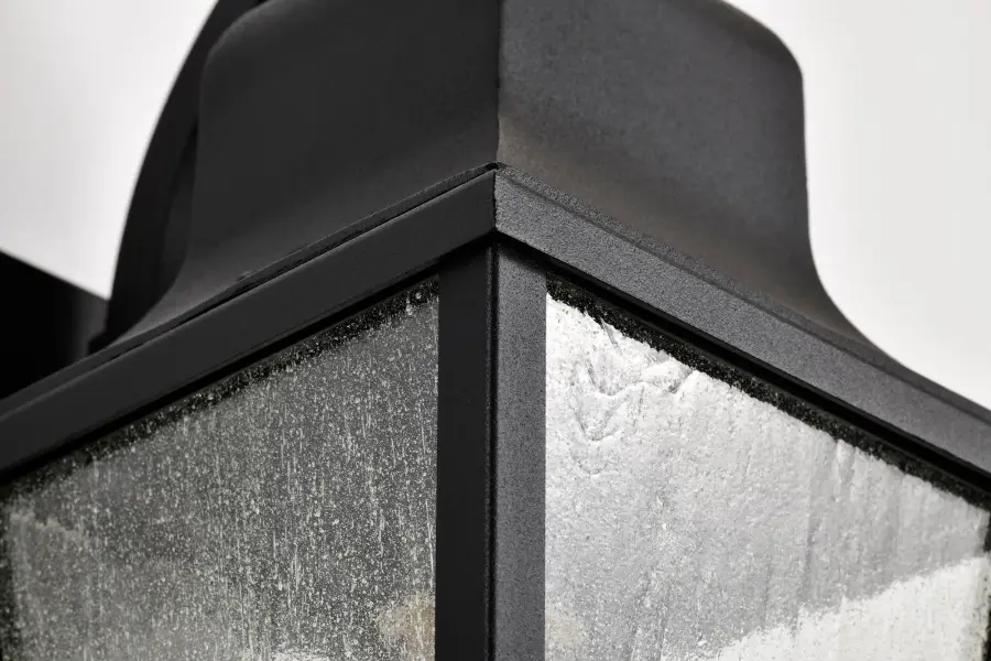 Lawrence Small Wall Lantern in Matte Black with Clear Seeded Glass - Image 18