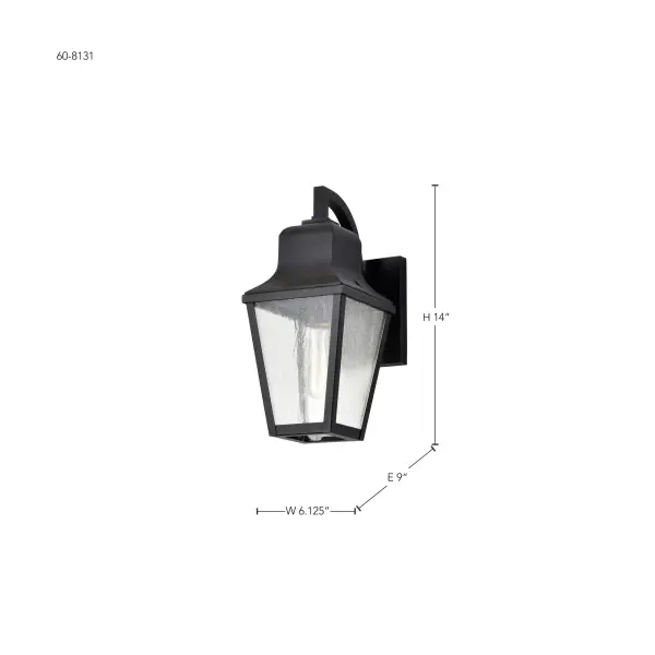 Lawrence Small Wall Lantern in Matte Black with Clear Seeded Glass - Image 20
