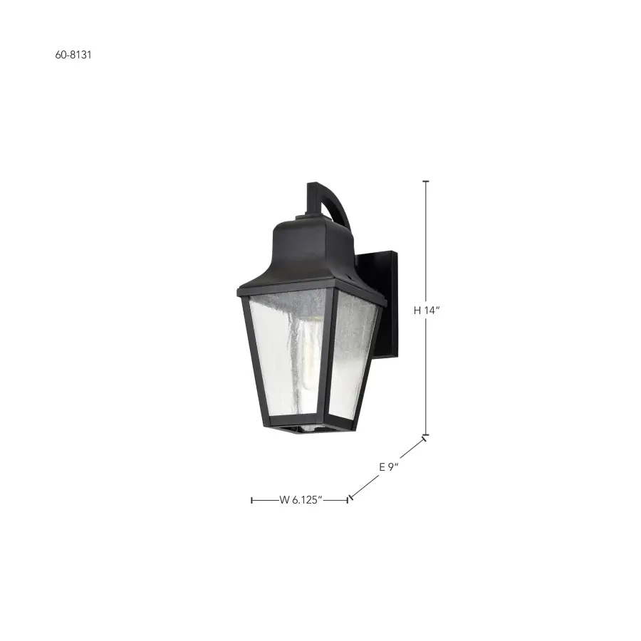 Lawrence Small Wall Lantern in Matte Black with Clear Seeded Glass - Image 20