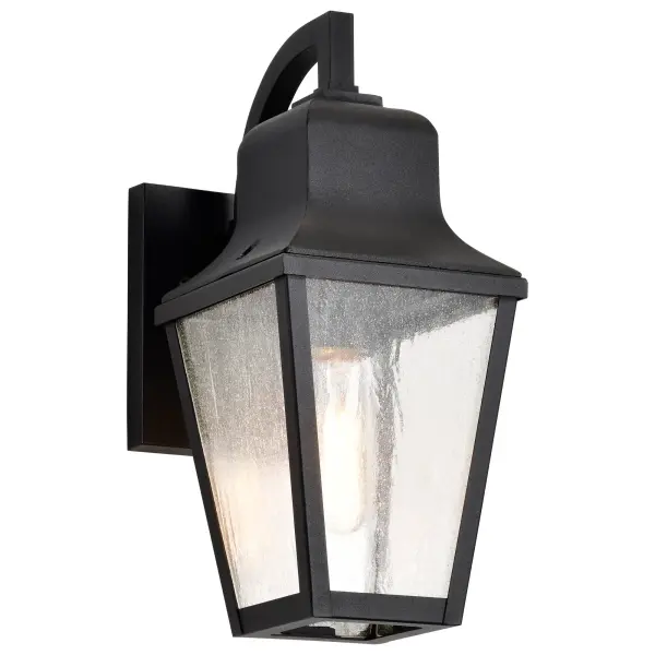 Lawrence Small Wall Lantern in Matte Black with Clear Seeded Glass - Image 4