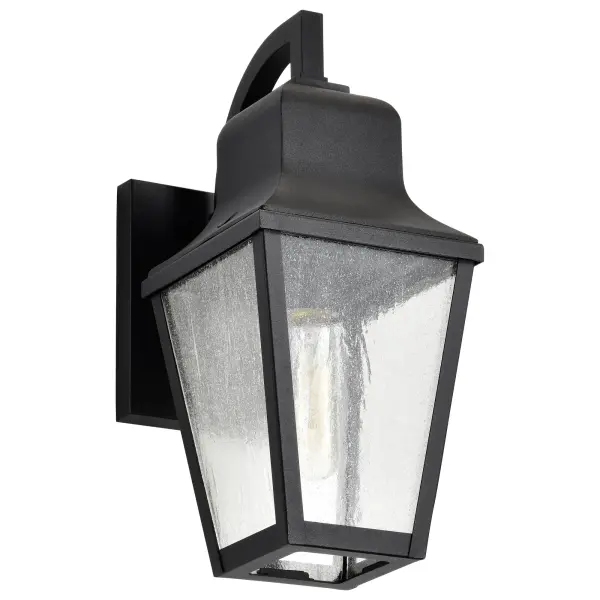 Lawrence Small Wall Lantern in Matte Black with Clear Seeded Glass - Image 5