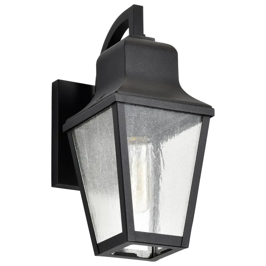 Lawrence Small Wall Lantern in Matte Black with Clear Seeded Glass - Image 5