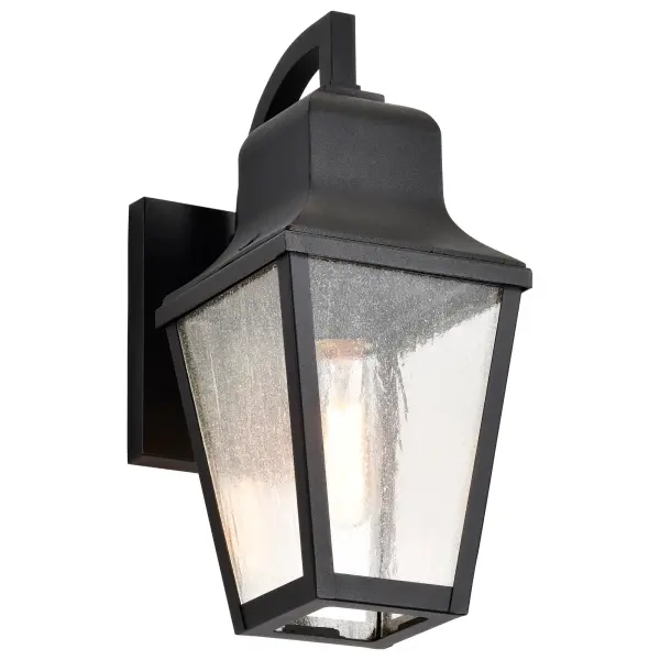 Lawrence Small Wall Lantern in Matte Black with Clear Seeded Glass - Image 6