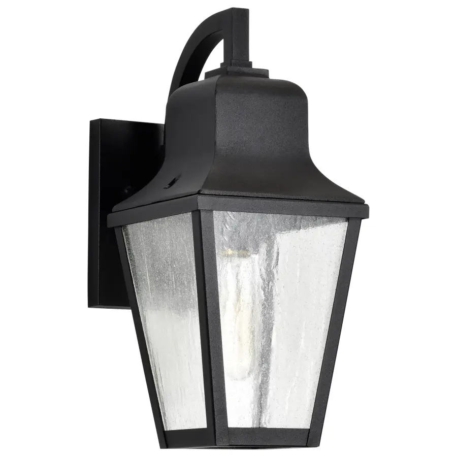Lawrence Small Wall Lantern in Matte Black with Clear Seeded Glass - Image 7