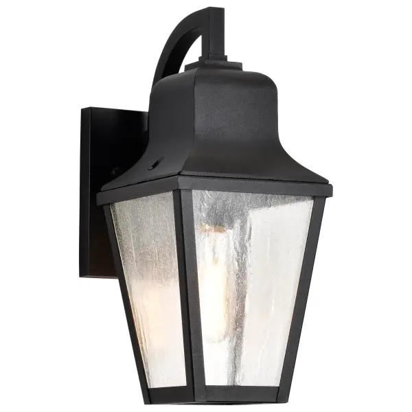 Lawrence Small Wall Lantern in Matte Black with Clear Seeded Glass - Image 8