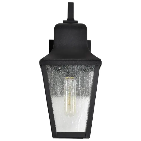Lawrence Small Wall Lantern in Matte Black with Clear Seeded Glass - Image 9