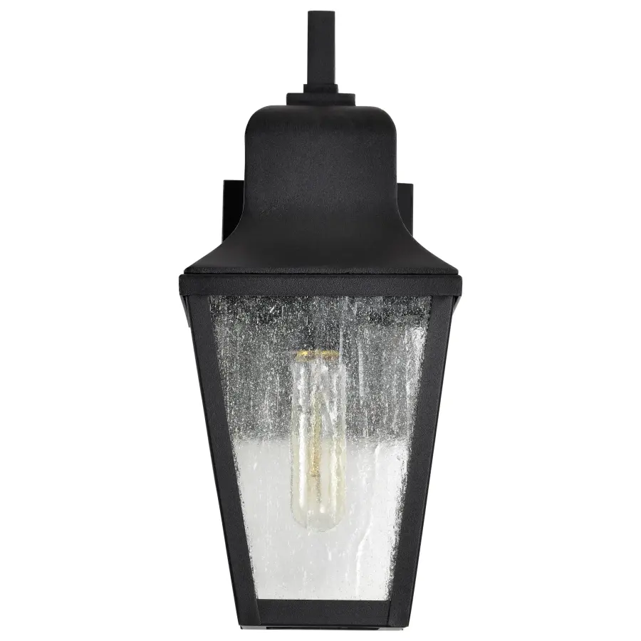 Lawrence Small Wall Lantern in Matte Black with Clear Seeded Glass - Image 9