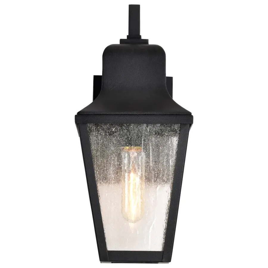 Lawrence Small Wall Lantern in Matte Black with Clear Seeded Glass - Image 10