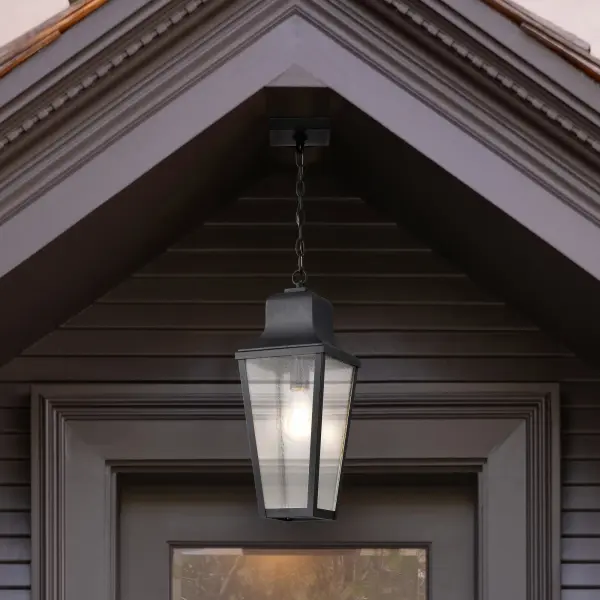Lawrence 1-Light Outdoor Hanging Lantern in Matte Black - Image 3