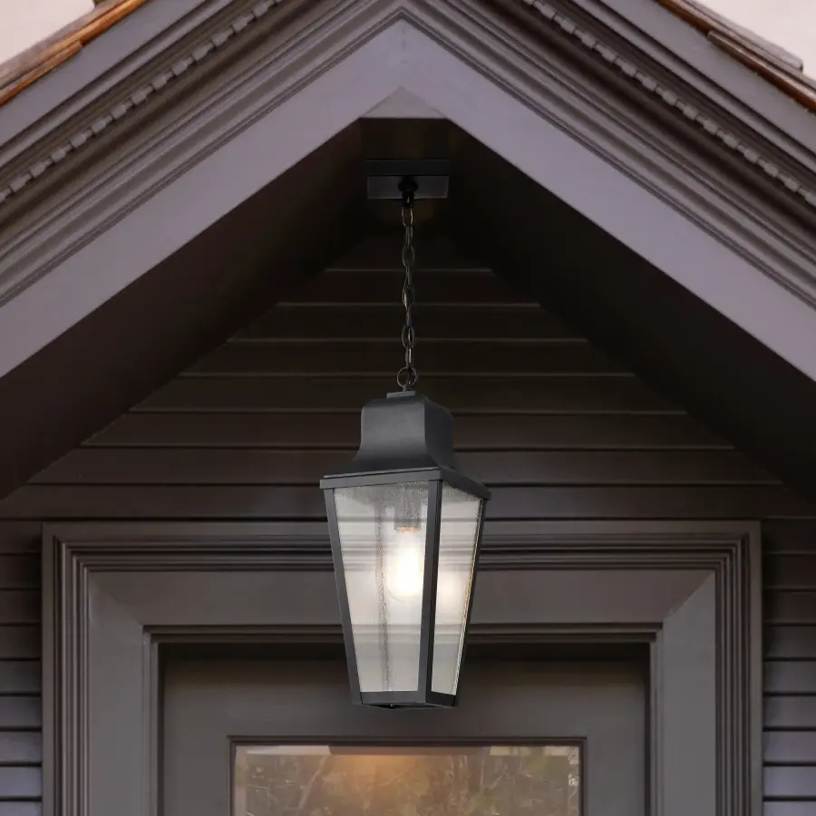 Lawrence 1-Light Outdoor Hanging Lantern in Matte Black - Image 3