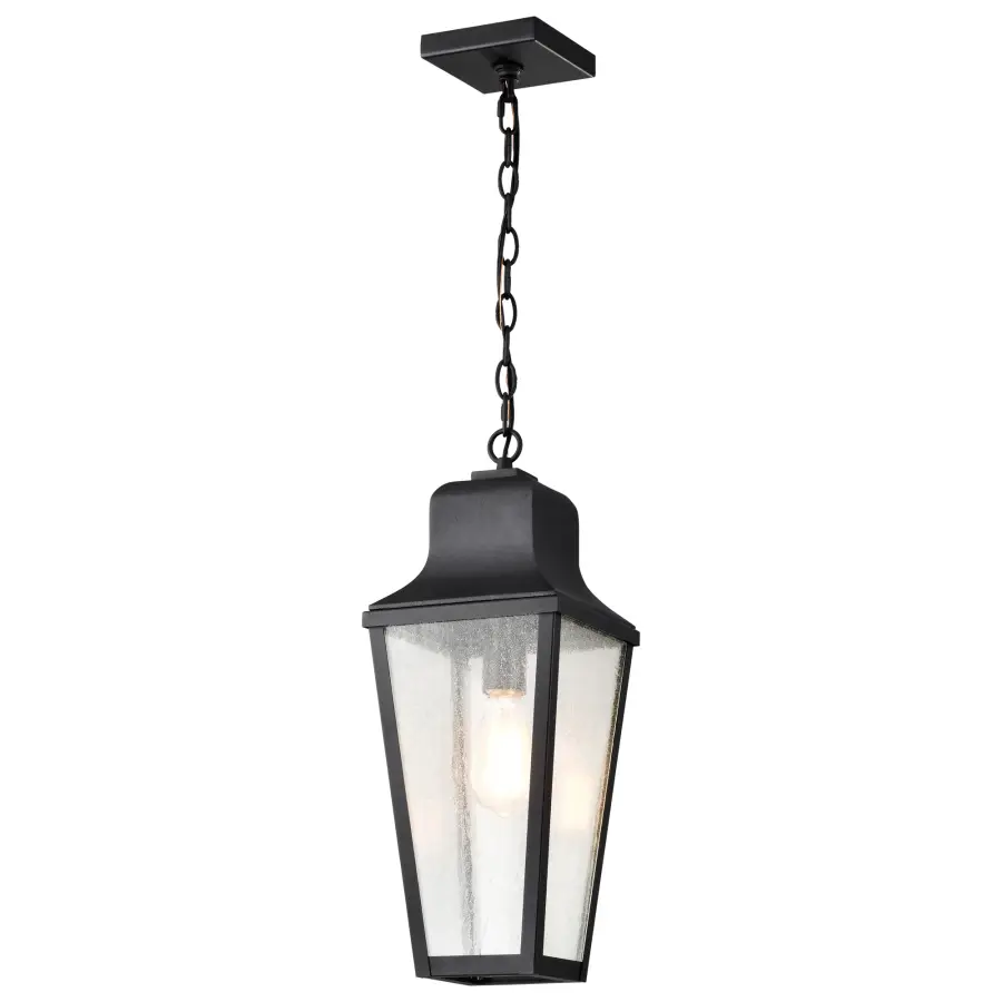 Lawrence 1-Light Outdoor Hanging Lantern in Matte Black - Image 4