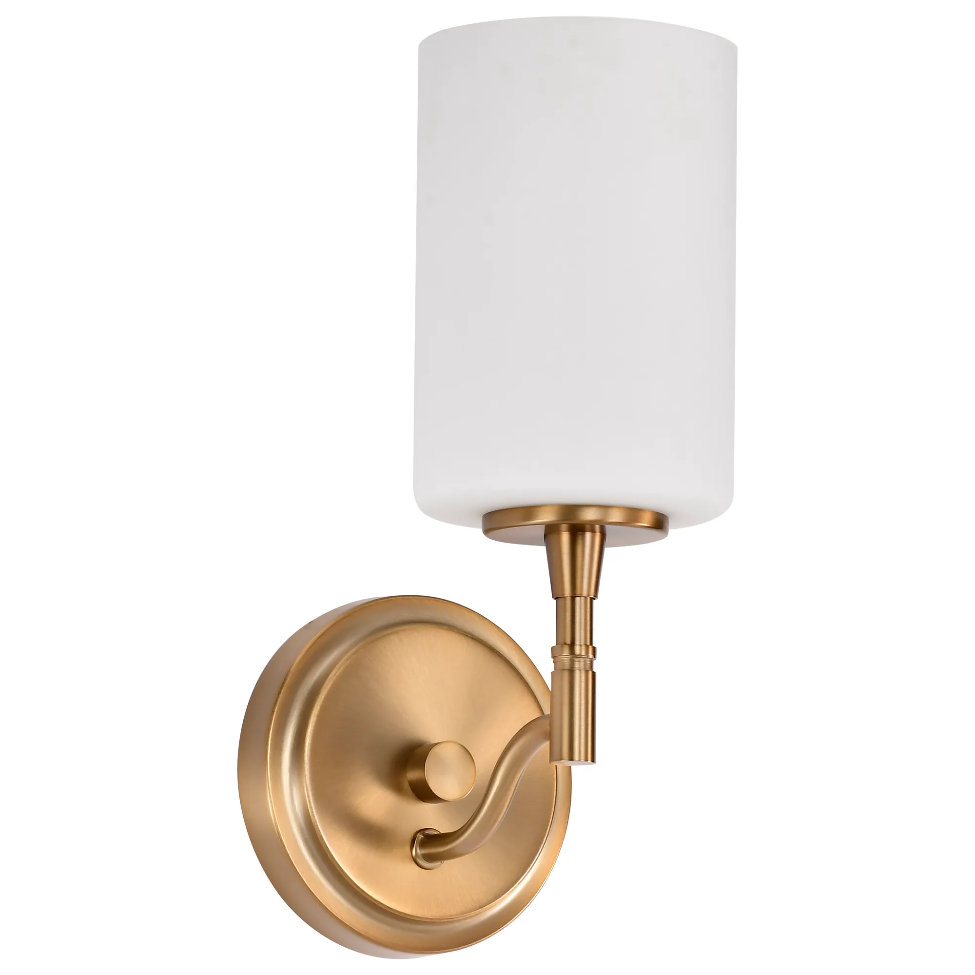 Liam 1-Light Vanity in Burnished Brass with White Opal Glass
