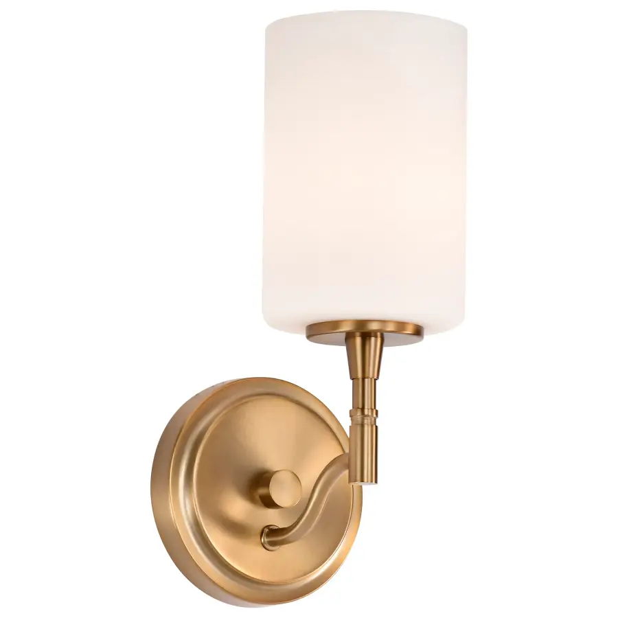 Liam 1-Light Vanity in Burnished Brass with White Opal Glass - Image 2