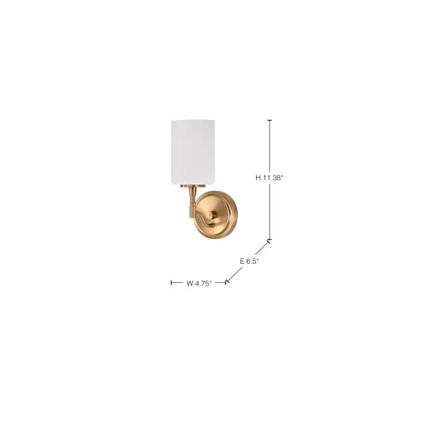 Liam 1-Light Vanity in Burnished Brass with White Opal Glass - Image 16