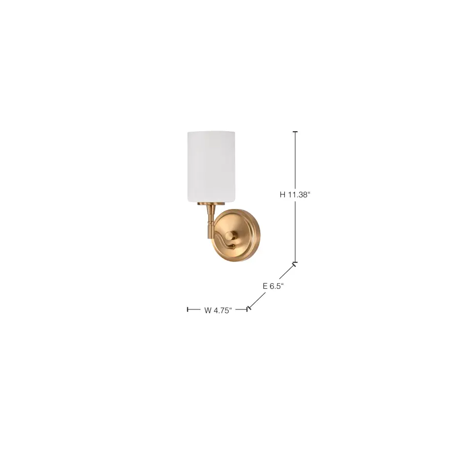 Liam 1-Light Vanity in Burnished Brass with White Opal Glass - Image 16