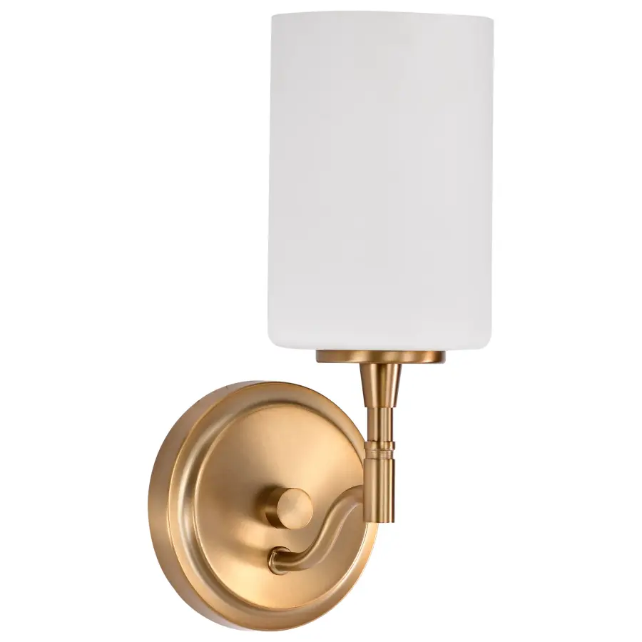 Liam 1-Light Vanity in Burnished Brass with White Opal Glass - Image 3