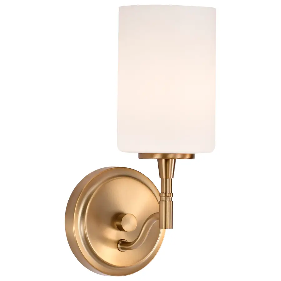 Liam 1-Light Vanity in Burnished Brass with White Opal Glass - Image 4