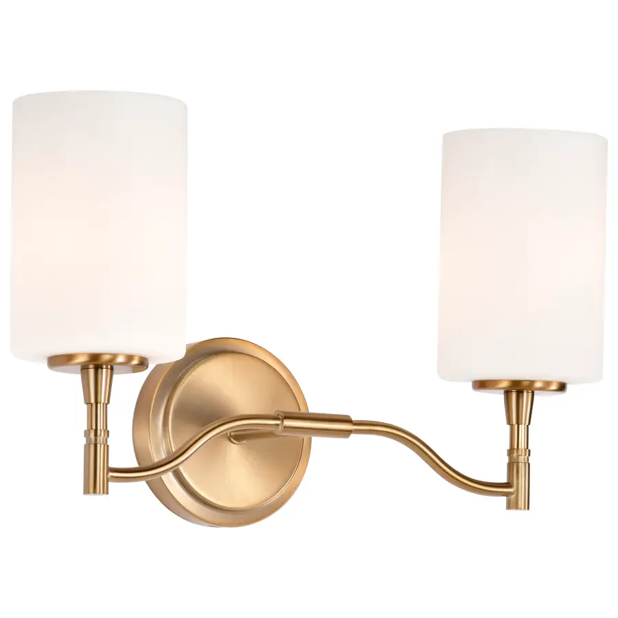 Liam 2-Light Vanity in Burnished Brass with White Opal Glass - Image 2