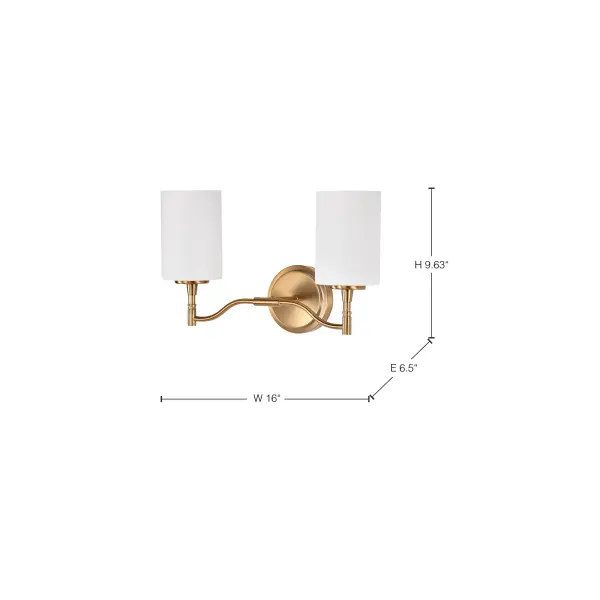 Liam 2-Light Vanity in Burnished Brass with White Opal Glass - Image 17