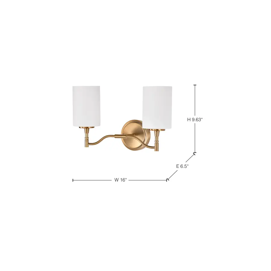 Liam 2-Light Vanity in Burnished Brass with White Opal Glass - Image 17