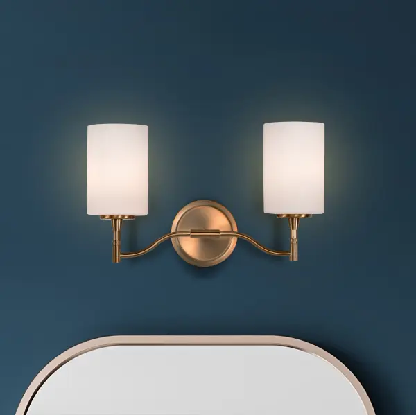 Liam 2-Light Vanity in Burnished Brass with White Opal Glass - Image 19