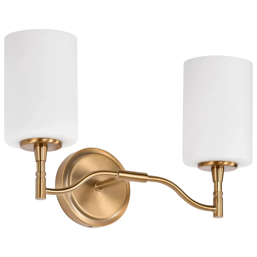 Liam 2-Light Vanity in Burnished Brass with White Opal Glass - Image 3