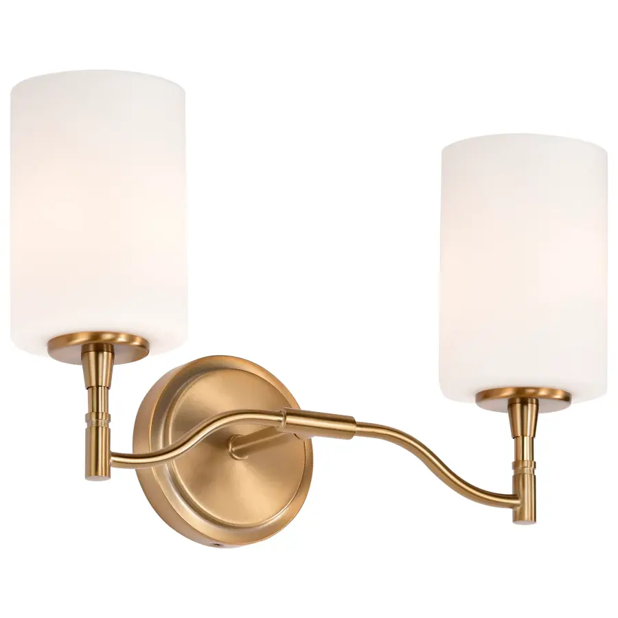 Liam 2-Light Vanity in Burnished Brass with White Opal Glass - Image 4