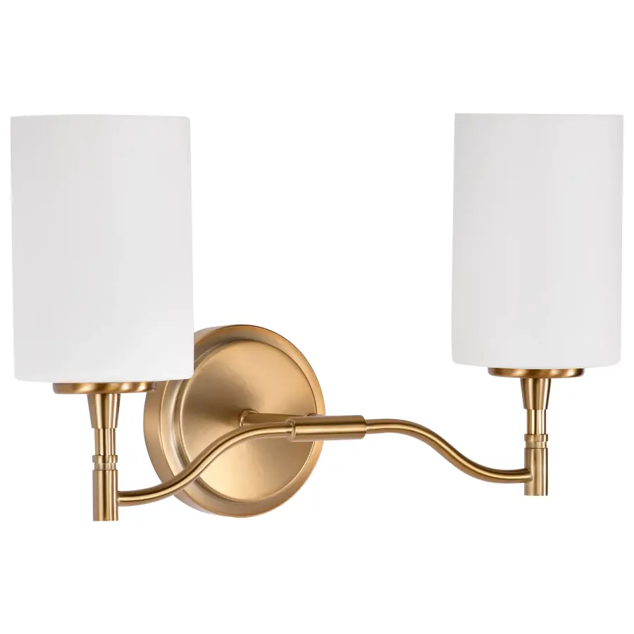 Liam 2-Light Vanity in Burnished Brass with White Opal Glass - Image 5