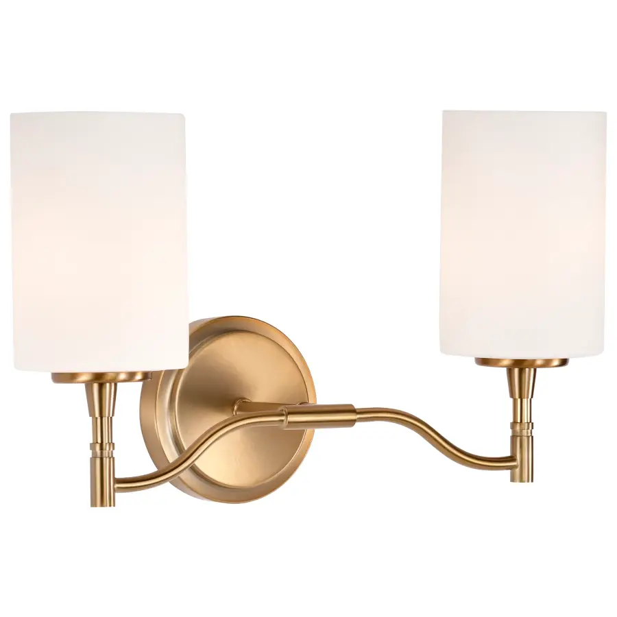 Liam 2-Light Vanity in Burnished Brass with White Opal Glass - Image 6