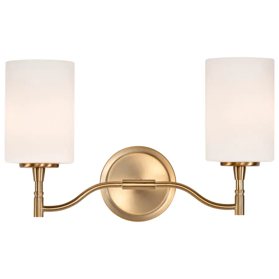 Liam 2-Light Vanity in Burnished Brass with White Opal Glass - Image 8