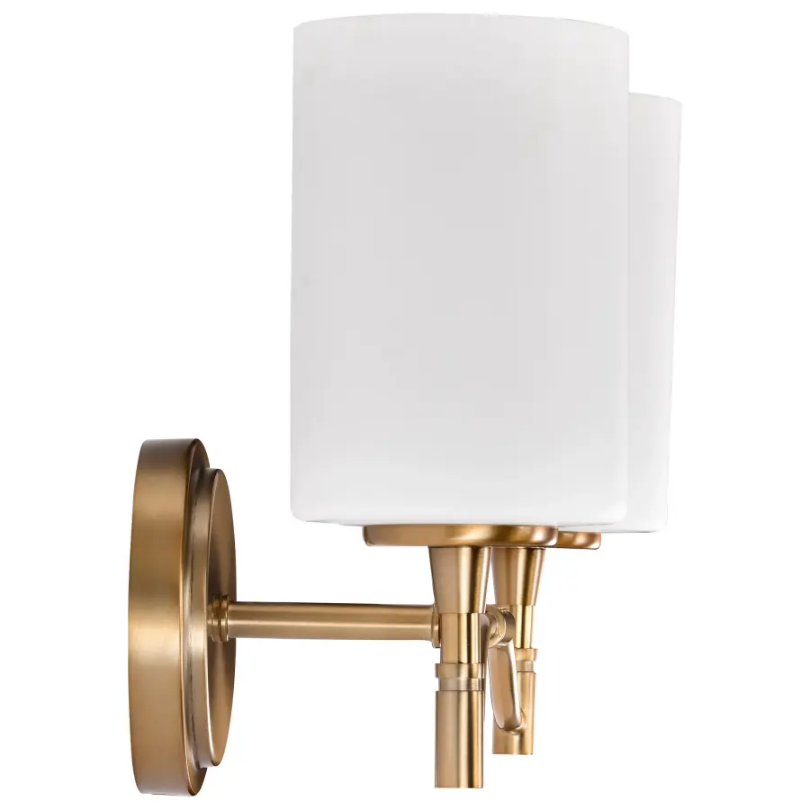 Liam 2-Light Vanity in Burnished Brass with White Opal Glass - Image 9