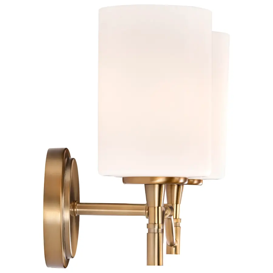 Liam 2-Light Vanity in Burnished Brass with White Opal Glass - Image 10