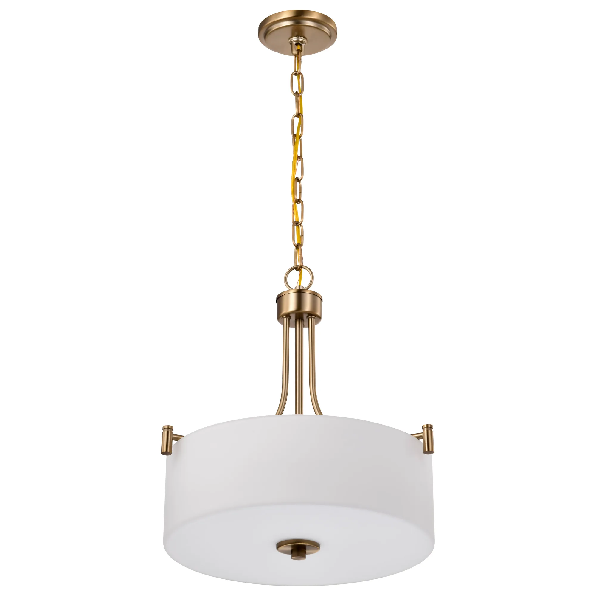 Liam 3-Light Pendant in Burnished Brass with White Opal Glass